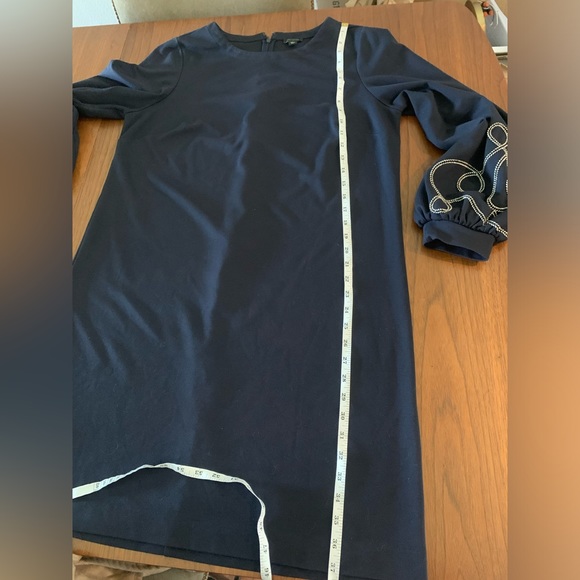 Ann Taylor Dress embroidered long sleeves Navy Blue size Large - Picture 8 of 12